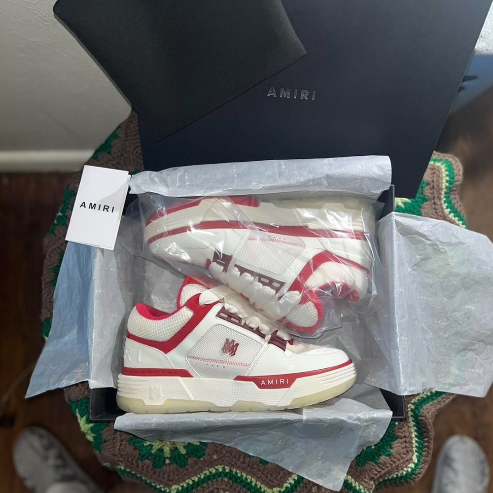 AMIRI Cream and Red Sneakers